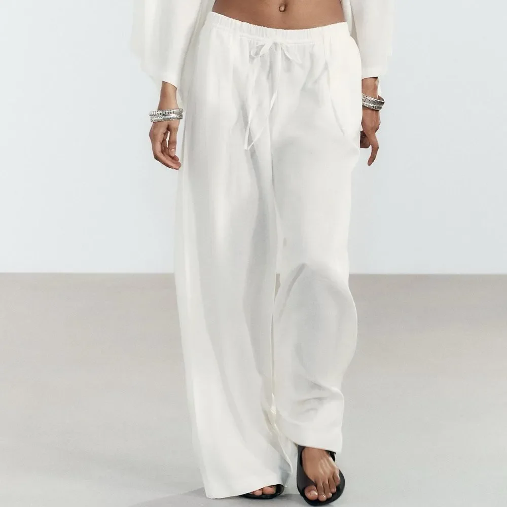 ZARA LINEN PALAZZO PANTS NEW